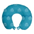 thumbnail image 1 of Blue Travel Pillow Neck Rest, Aqua Theme Drops in Hexagons Wave Pattern Geometrical Design Abstract Art, Memory Foam Traveling Accessory Airplane and Car, 12", Sea Blue Dark Seafoam, by Ambesonne, 1 of 2