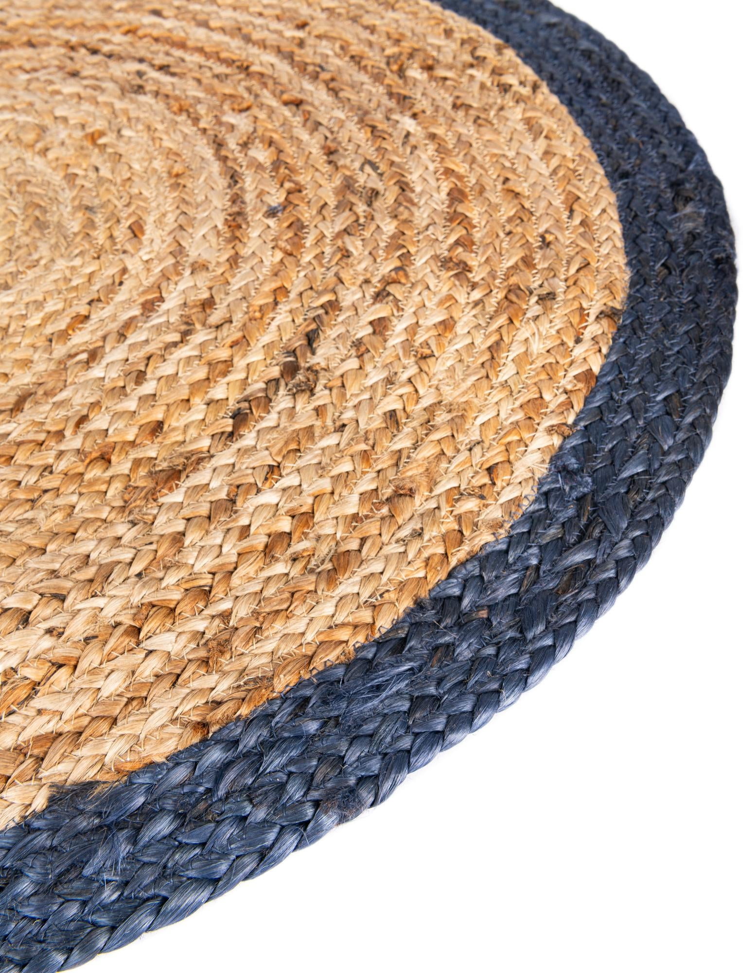 Unique Loom Braided Jute Collection Area Rug - Goa (8' x 10' Oval Natural/Navy Blue)