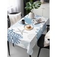 thumbnail image 6 of Coastal Blue Crab Table Cloth, Coral Starfish Ocean Conch Nautical Waterproof Tablecloth for Rectangle Tables, Reusable Washable Fabric Table Cover for Restaurant Kitchen Dining Tables 54"x108", 6 of 6