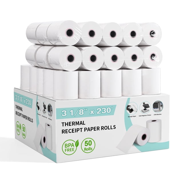 Embalaje térmico de papel para recibos y ponis, 3,125 x 69,85 mm, 55 g/m²