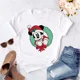 thumbnail image 1 of Camiseta de Mickey Minnie Mouse, camiseta con estampado de sombrero de Navidad, camiseta de moda para mujer, ropa femenina, camiseta Kawaii de Disney, 1 of 5