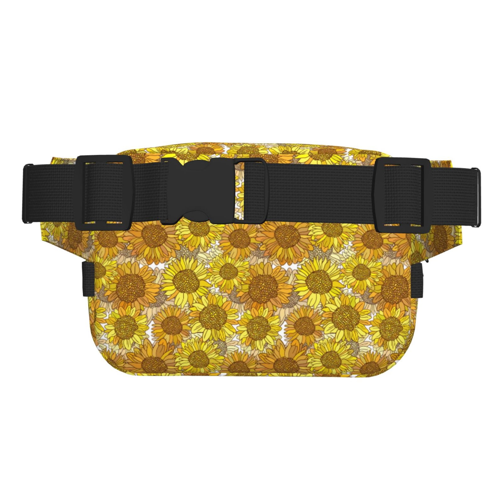 Picia Sunflowers1 Print Square Double-Layer Waist Bag Mini Adjustable Waist Belt Bag Exercise Running Travel Hiking