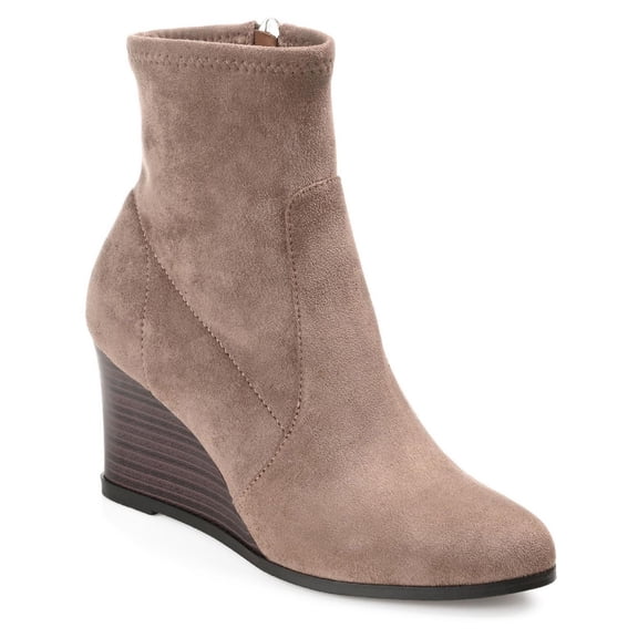 Journee Collection Womens Hepburn Faux Suede Ankle Wedge Boots