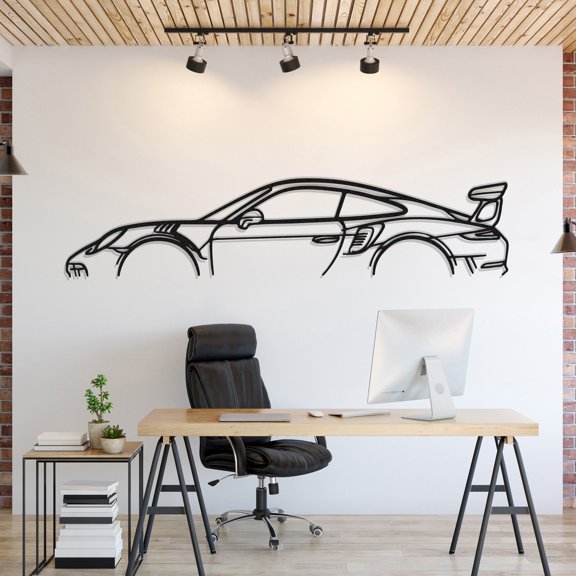 LaModaHome 911 GT3 RS Model 991 Metal Silhouette Wall Art
