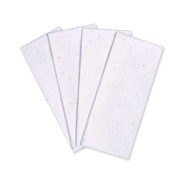 Papyrus 4 hojas de papel de seda blanco con motas iridiscentes para regalos, decoraciones, manualidades, bricolaje y más