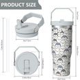 thumbnail image 5 of 1pc penguin 30oz Tumbler with Straw & Handle - Insulated Stainless Steel Cup | Holiday Gift for Man Women (Christmas, Valentine's, Birthday), 5 of 7