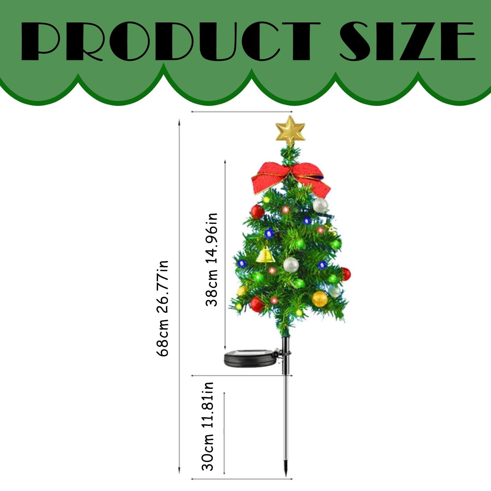 HCTSHG 2 Set Solar Christmas Tree Lights Decorations Outdoor Waterproof, LED Lights Christmas Solar Stake Lights Cemetery Christmas Tree for Grave Pathway Outside Garden Yard Lawn