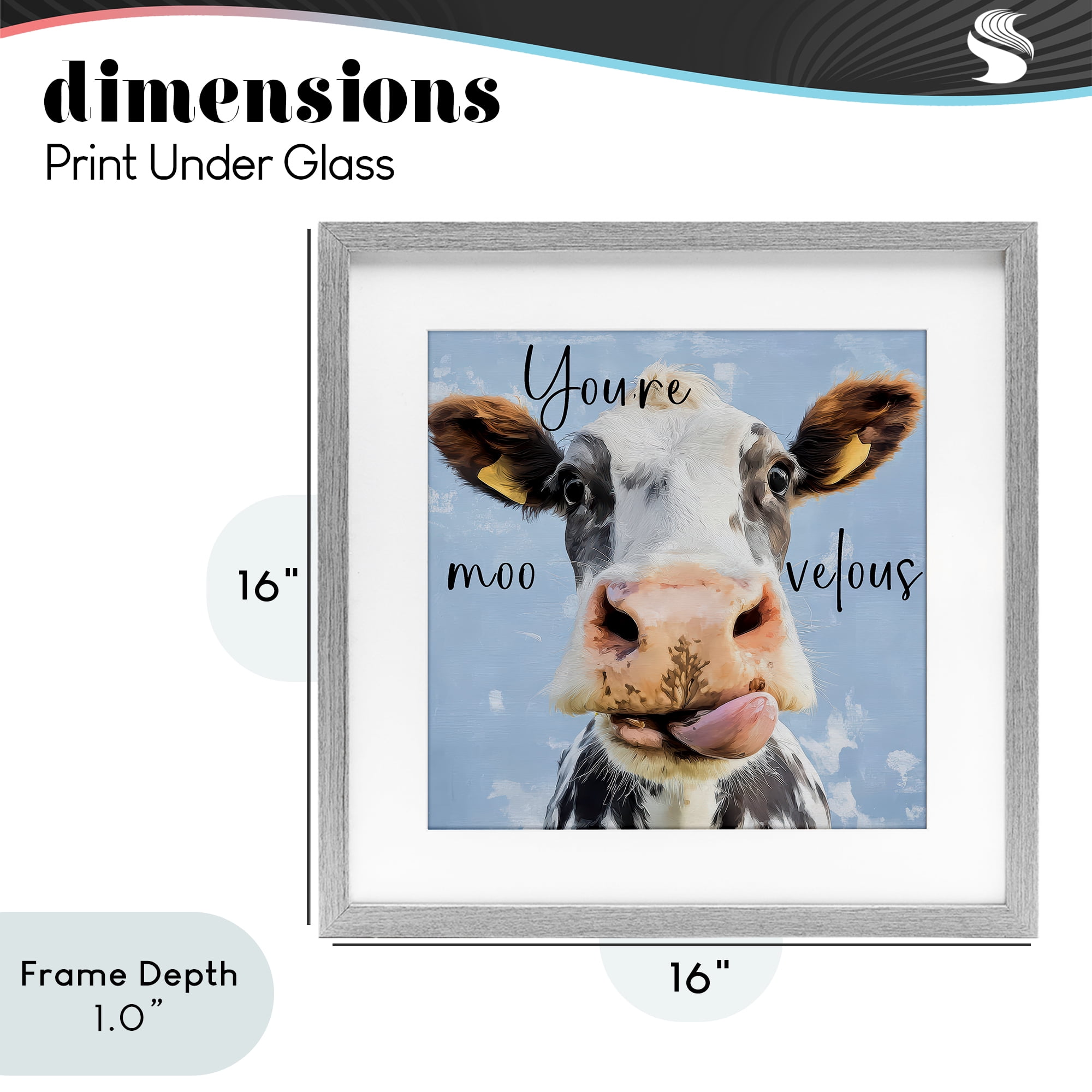 Stupell Industries You're Moo-velous Cow Gray Framed Print Under Glass, design by Kim Curinga