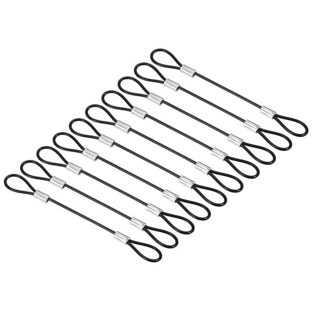 Cerradura de Cable de Seguridad de Acero Uxcell para Iluminación de Escenario Cables de Seguridad Negros 2mmx0.1m 10Pcs