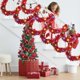 thumbnail image 1 of Guirnalda navideña de 4,9 m a pilas | Espumillón rojo brillante | Decoración metálica colgante para fiestas y festividades, 1 of 5
