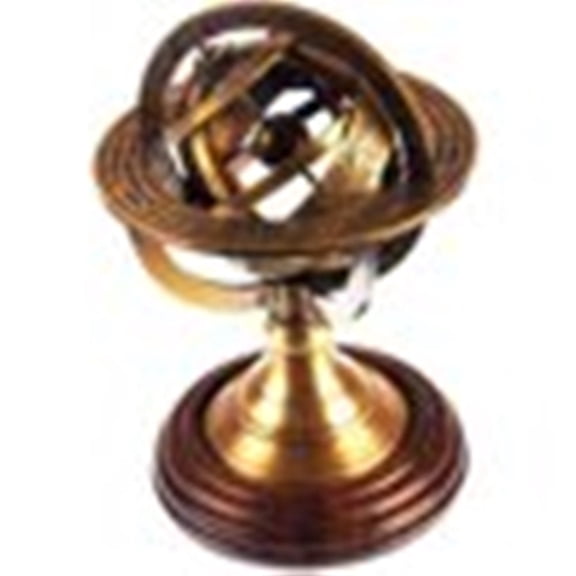 Thor Instruments 5" Gold Nautical Tabletop Geographic Globes, Armillary Sphere with Rosewood Base