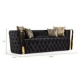 thumbnail image 6 of Pemberly Row Button Tufted Sofa Finished w/ Velvet Fabric & Gold Accent - Black, 6 of 6