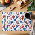 thumbnail image 2 of Independence Day Placemats Set of 6, Watercolor U. S, Flag Themed Balloons Cute Firework Non-Slip Place Mats Washable Table Mats for Kitchen Dining Table Decorations Indoor/Outdoor, 2 of 9