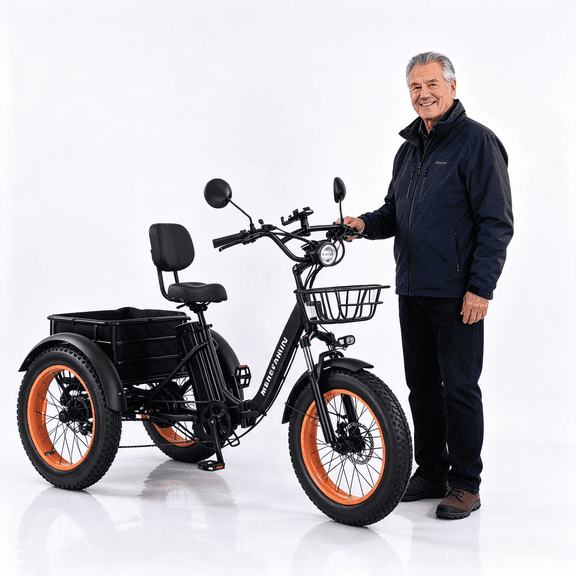750W Fat Tire Electric Trike for Adults, Removable Battery, All-Terrain 3 Wheel E-Bike, Folding Frame