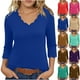 thumbnail image 1 of Conjuntos de otoño para mujer,Blusa de verano para mujer con cuello en V y manga corta, poliéster, informal y cómoda, ideal para el hogar, sopatenor, 1 of 7