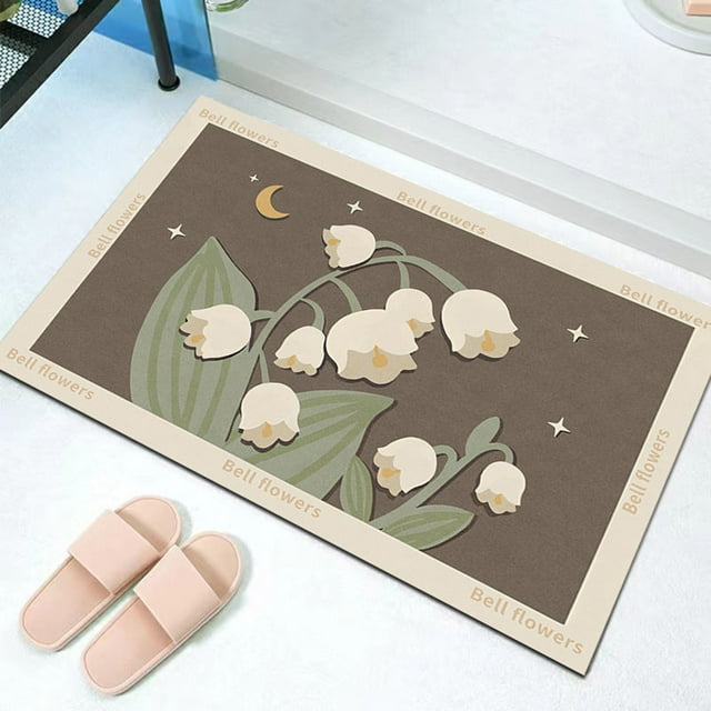 Feltree Diatom Mud Bathroom Floor Mat, Quick Dry Absorbent Shower Technology Non-Slip Carpet Modern Entryway Decor