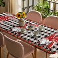 thumbnail image 3 of Valentine's Day Table Cloths for 8 Foot Rectangle Tables, Retro Gnomes Love Rose Wooden Plaid Patio Waterproof Elastic Fitted Tablecloths, Washable Rectangular Table Cover for Camping, 3 of 8
