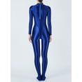 thumbnail image 4 of Haitryli Women's Long Sleeve Glossy Bodystocking Bodysuit Full Body Jumpsuit Unitards Shapewear Dark Blue XXL, 4 of 5