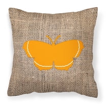 Carolines Treasures BB1037-BL-OR-PW1818 Butterfly Burlap and Orange   Canvas Fabric Decorative Pillow BB1037 18H x18W