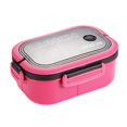 thumbnail image 1 of 1200ml Buckle Design Airtight Lunch Box Microwave Safe Large Capacity Meal Prep 2 Layers Grids Bento Case for Office School, 1 of 8