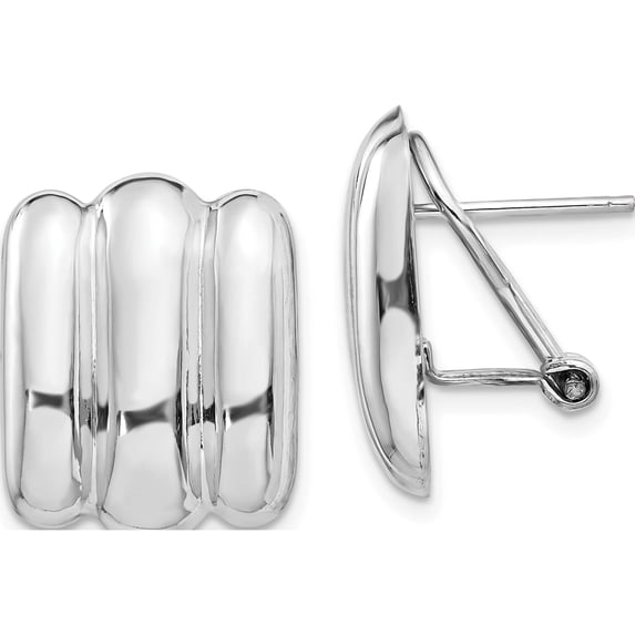 14K White Gold Polished Fancy Omega Back Post Earrings (19 X 14) Made In Puerto Rico tm351