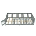 thumbnail image 2 of Montessori Bed with Rails, Full Size Floor Bed with Door & Slats Support, Wood Playhouse Bed with Fence, No Box Spring Needed,Gray, 2 of 8