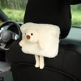 thumbnail image 5 of Kripyery Car Tissue Holder Plush Hanging Adjustable Strap Large Capacity Headrest Mounted Cartoon Bear Decor Automotive Napkin Case Box for Vehicle, 5 of 8