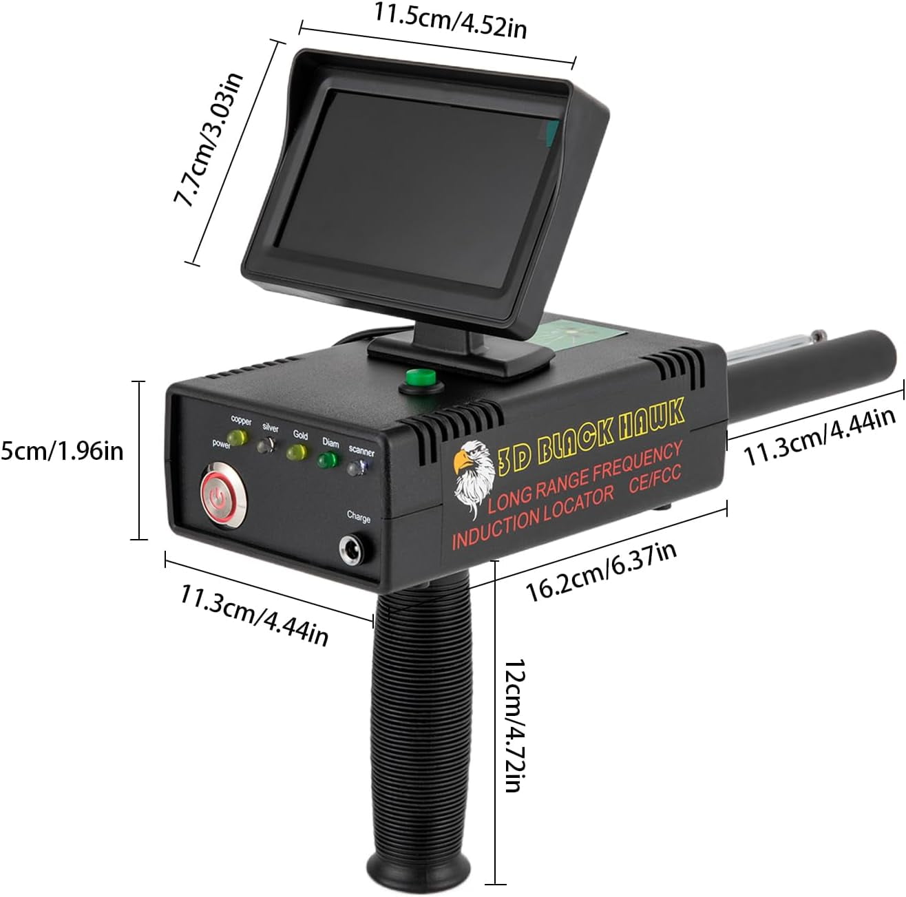 Professional Metal Detector for Adults, Metal Scanner w/3D LED High Definition Screen, 3937ft Range ＆ 98.4 ft Depth Metal Finder for Gold Silver Diamond Copper Mineral Prospecting (2000mAh)
