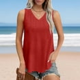 thumbnail image 2 of Admvng Summer Tops for Women Casual Solid Color Sleeveless V-neck Hem Curved Pullover S-2XL, 2 of 9