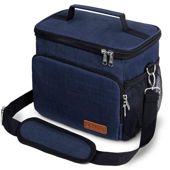 Bolsa de almuerzo Tiblue aislante a prueba de fugas, 25 x 17 x 20 cm, color azul marino