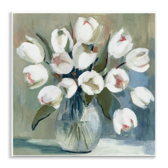 Stupell Industries White Tulip Vase Plants & Flowers Painting Unframed Art Print Wall Art, 12 x 12