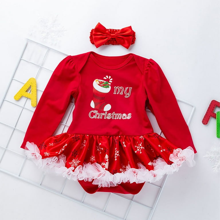 FDDMis Girls Christmas Dress Size 10 Plus Size Formal Dress Pencil Dress  Infant Clothes Baby Girl Outfits 9-12 Months Neutral Baby Clothes, Red 6-12  Months - Walmart.com