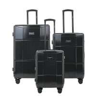 Isaac Mizrahi Aero 3-Piece Hardside Luggage Set Lightweight and Expandable, Black, 20 in 24 in 28 in