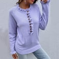 thumbnail image 3 of Vedolay Women Sweater Women's Knit Long Sleeve Pullover Crewneck Tunic Fashion Sweaters,Purple L, 3 of 5