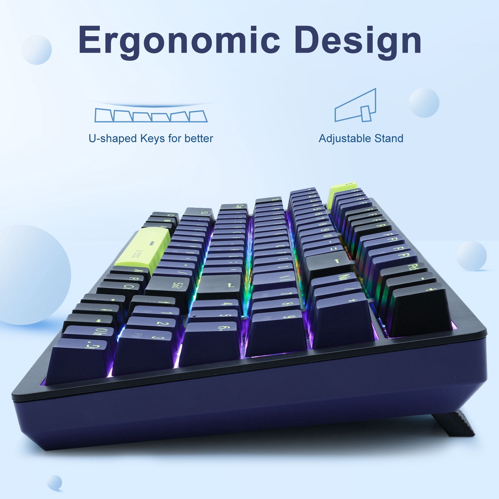 E-YOOSO Z-94 Mechanical Keyboard Rainbow Backlit, 94 Keys 90% Gaming Keyboards for Games and Office Work, Black (Blue Switch)