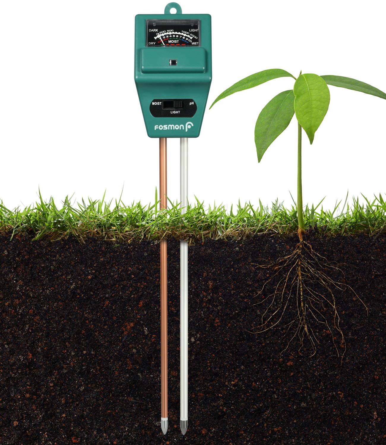 Soil Tester Meter, Fosmon 3in1 pH Meter, Soil Sensor for Moisture