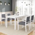thumbnail image 1 of EUROCO 5 Piece Solid Wood Kitchen Dining Table and Chair Set,Dining Room Table Set with 4  Upholstered Chairs,55” Rectangle Dining Table Set for 4, Dining Set for Kitchen Dining Room Small Space, 1 of 9
