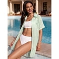 thumbnail image 4 of MOYIKO Swimsuit Coverup for Women Striped Bathing Suit Cover Up Button Down Shirt Beach Cover Ups Summer Outfits, 4 of 7