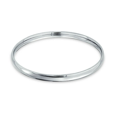 Womens Polished Stainless Steel Bracelet - Domed Stackable 5MM Round Smooth Polished Bangle Bracelet Silver Tone Stainless Steel For Women 8.5 Inch