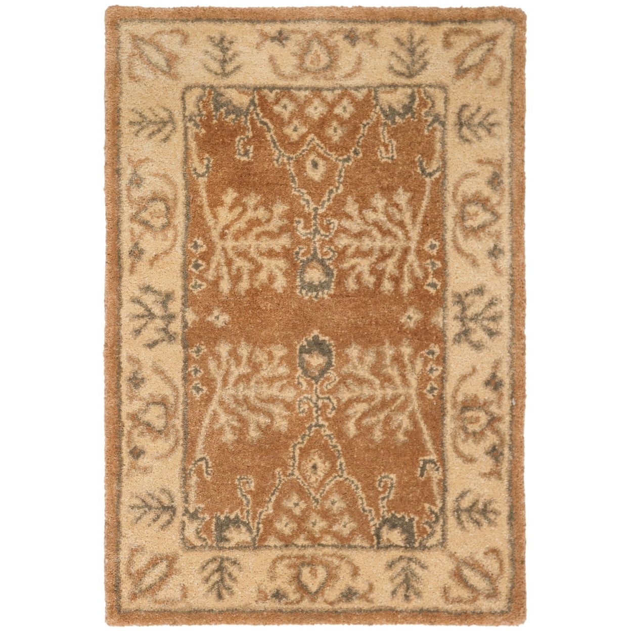 SAFAVIEH Bergama Tarah Oriental Wool Area Rug, Light Brown/Beige, 4' x 4' Round