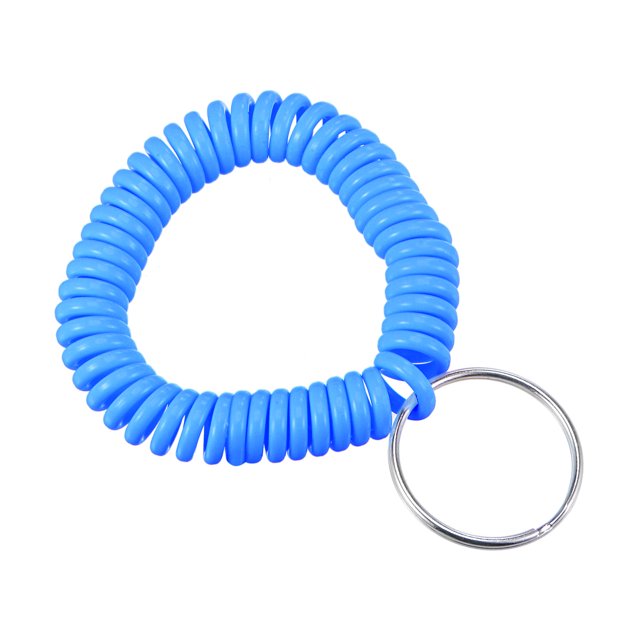 Unique Bargains Plastic Wrist Coil Keyring Stretchable Spiral Keychain, Light Blue 5 Pack
