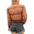 thumbnail image 5 of Fangasis Ladies Short Coat Long Sleeve Thickened Jacket Zipper Cardigan Outwear Women Fashion Casual Winter Warm Orange S, 5 of 8