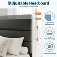 thumbnail image 4 of Full/Queen/King Platform Bed Frame with Adjustable Headboard – Dark Grey Upholstered, 4 of 6