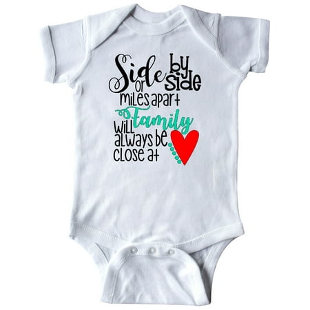 

Inktastic Side by Side or Miles Apart Family Will Always be Close Gift Baby Boy or Baby Girl Bodysuit