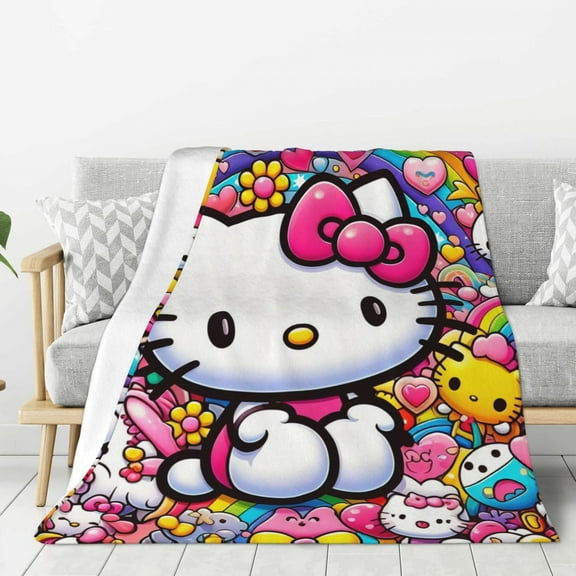 hello kitty world Blanket,Throw Blanket for Kids and Adults,Soft Plush Fleece Blanket for Bed,Couch,Travel,Cozy Queen Size Blanket, 40"x30"