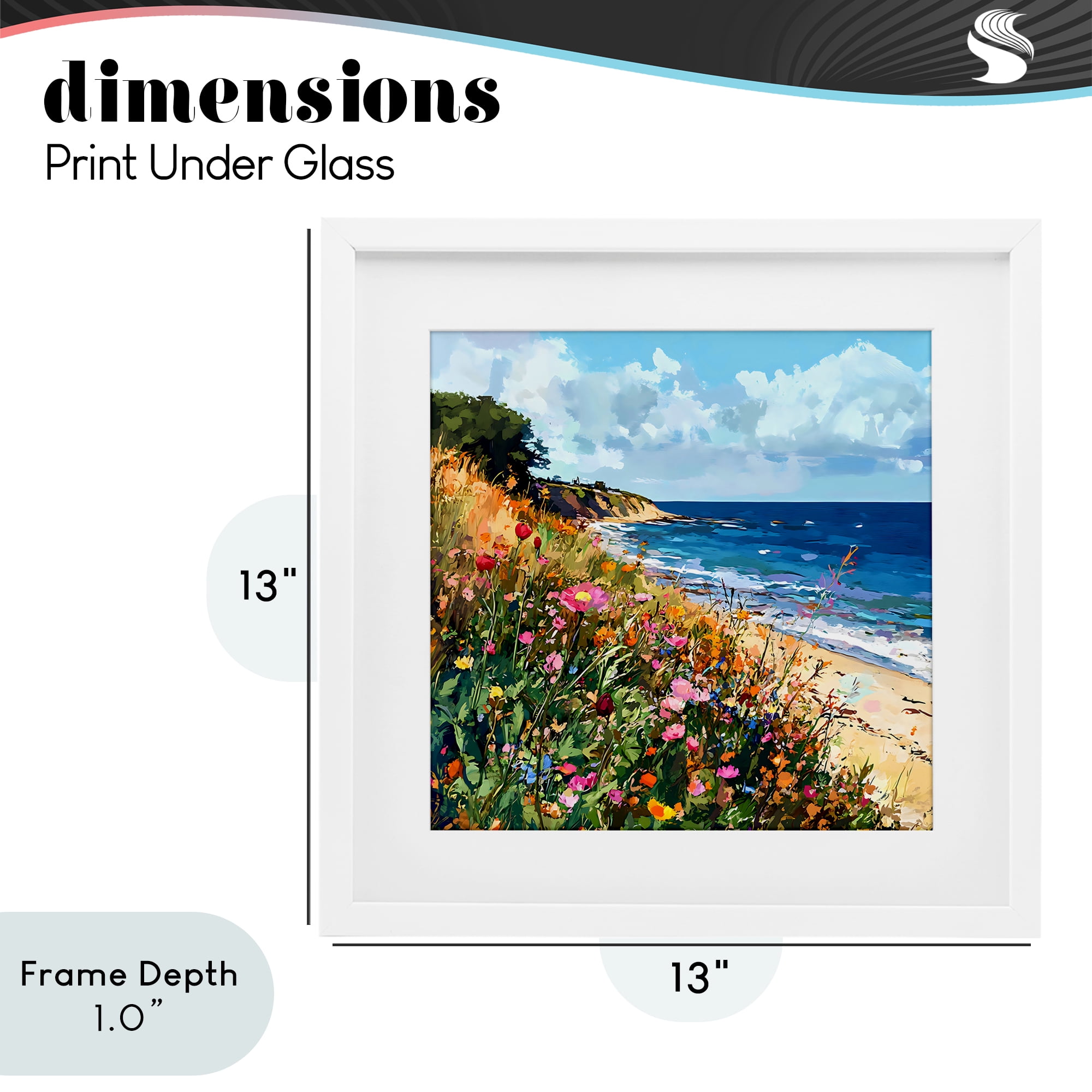 Stupell Industries Enchanted Oceanside Meadow White Framed Print Under Glass, design by Creative Studio