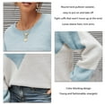 thumbnail image 5 of Women Crew Neck Pullover Sweater Fashionable Casual Loose Color Blocking Women Long Sleeve Sweater Aqua Blue L, 5 of 6