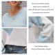 thumbnail image 5 of Suéter de cuello redondo para mujer, suéter de moda informal suelto con bloques de color, suéter de manga larga para mujer, azul aguamarina M, 5 of 6