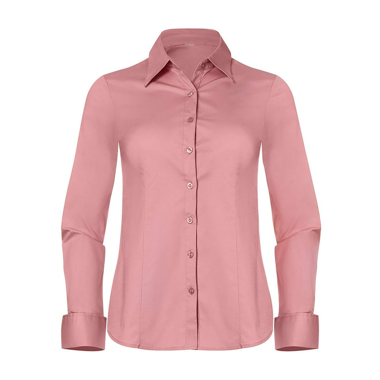 Button Down Shirts for Women, Fitted Long Sleeve Tailored Shirt