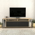 thumbnail image 2 of Omar 63 inch TV Stand Console Table for up to 70 inch TVs- Sapphire Oak Black, 2 of 5